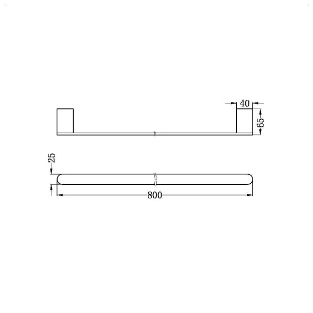 NERO - BIANCA Single Towel Rail 600mm/800mm