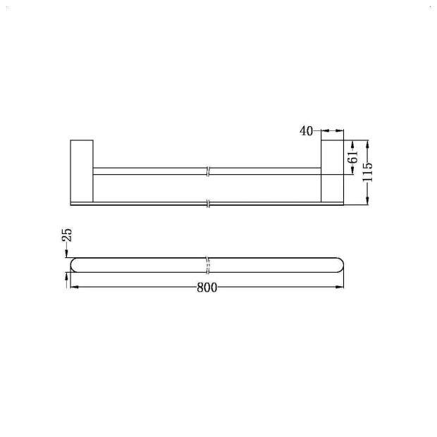 NERO - BIANCA Double Towel Rail 600mm/800mm