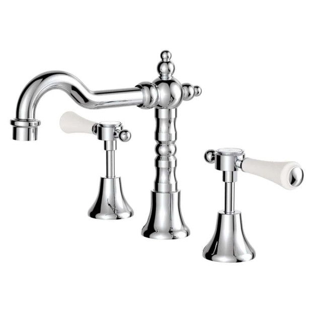 FIENZA - LILLIAN Lever Basin Set with Ceramic White Handle