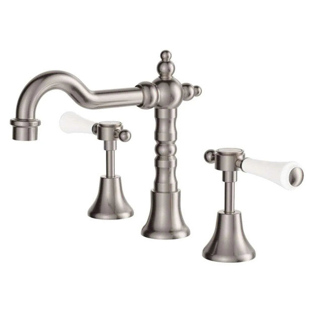 FIENZA - LILLIAN Lever Basin Set with Ceramic White Handle