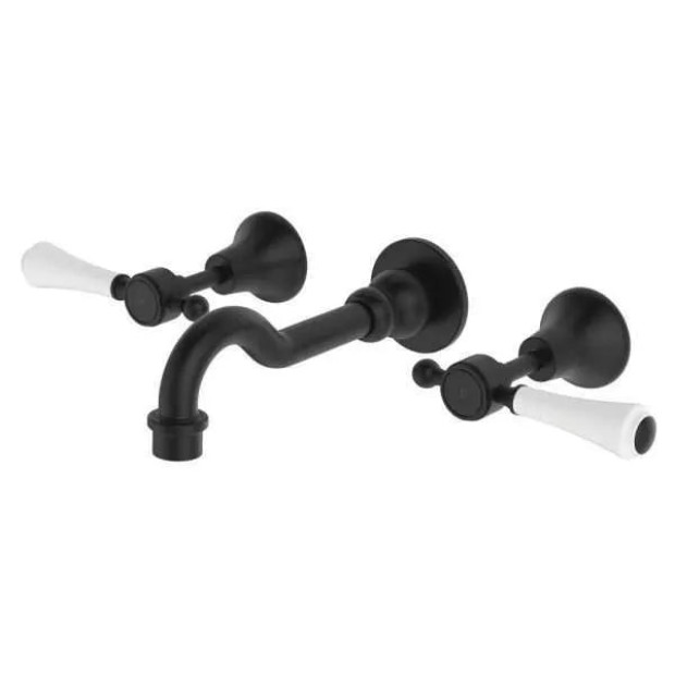 FIENZA - LILLIAN Lever Basin/Bath Wall Set with Ceramic White Handle