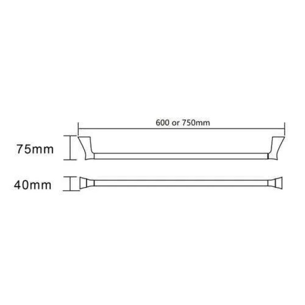 ECT - EXON 600mm Single Towel Rail in Chrome