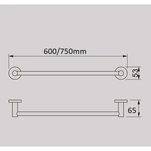 ECT - NIKO 750mm single towel rail in Brushed Nickel