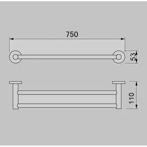 ECT - JESS 750mm double towel rail in Matte Black