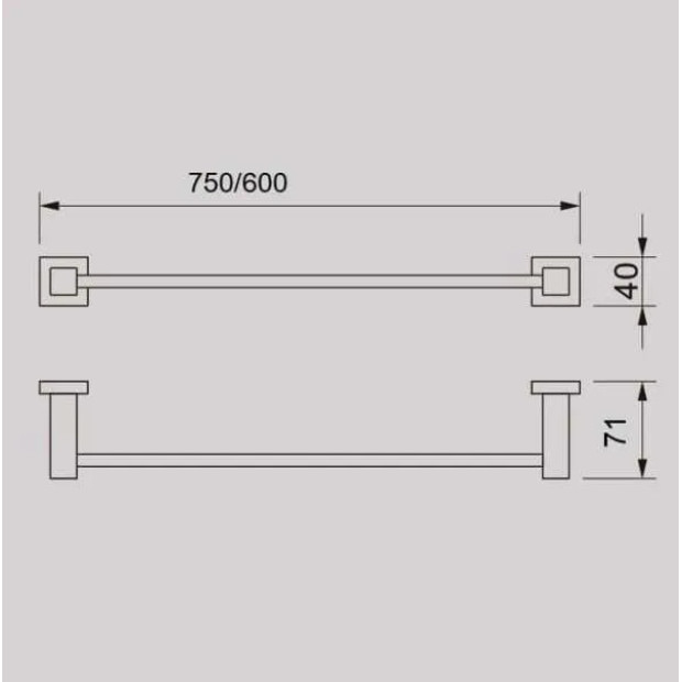 ECT - QUBI 600mm Single towel rail in Chrome