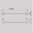 ECT - QUBI BLACK 750mm single towel rail in Matte Black