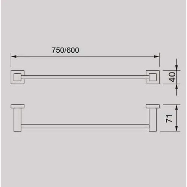 ECT - QUBI BLACK 750mm single towel rail in Matte Black