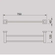 ECT - QUBI BLACK 750mm Double towel rail in Matte Black