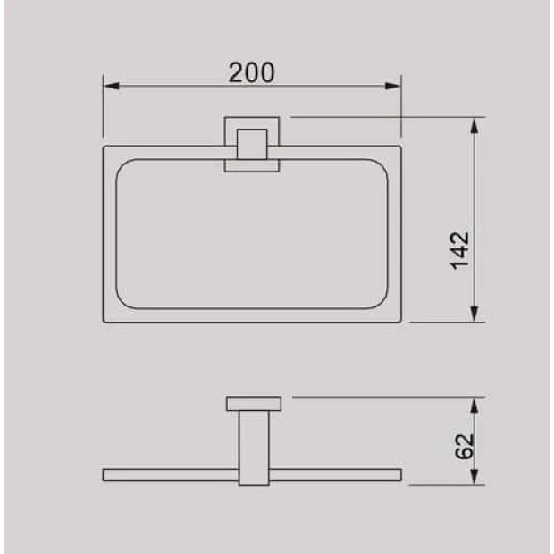 ECT - QUBI BLACK square towel ring in Matte Black