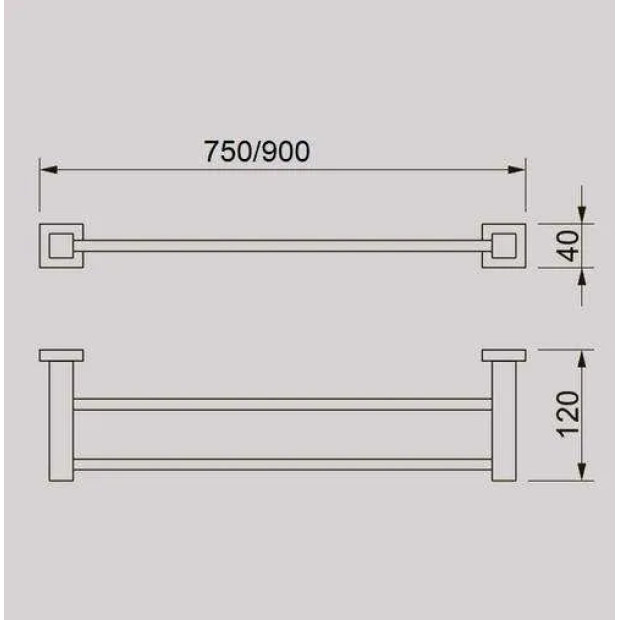 ECT - QUBI 750mm twin towel rail in Chrome
