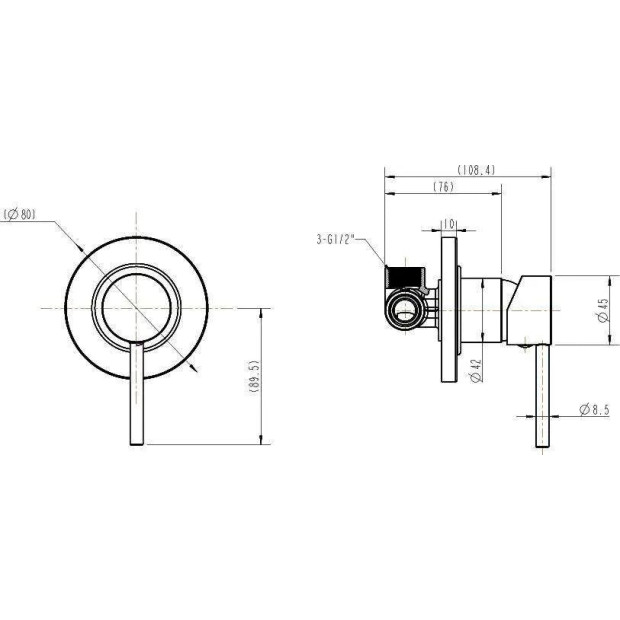 ECT - JESS Pin Handle Shower Mixer in Matte Black