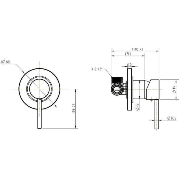 ECT - JESS Pin Handle Shower Mixer in Brushed Nickel