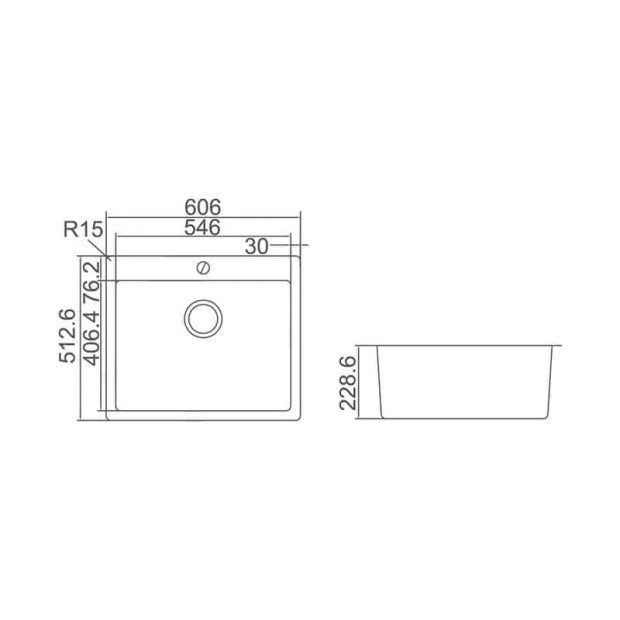 ECT - IMPACT Stainless Steel Single Bowl Top Mounted Sink