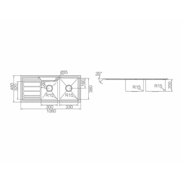 ECT - IMPACT One and 3/4 Bowl with Side Drainer Sink