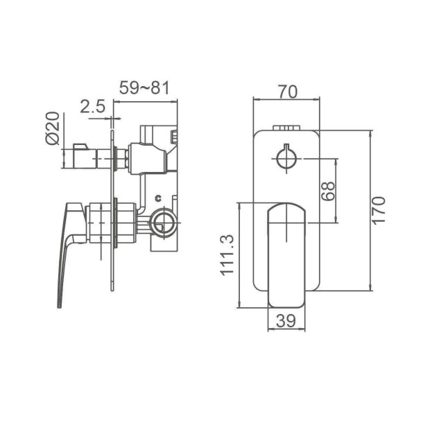ECT - BRAVO II Shower Mixer With Diverter in Matte Black