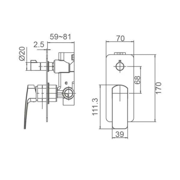 ECT - BRAVO II Shower Mixer With Diverter in Brushed Nickel