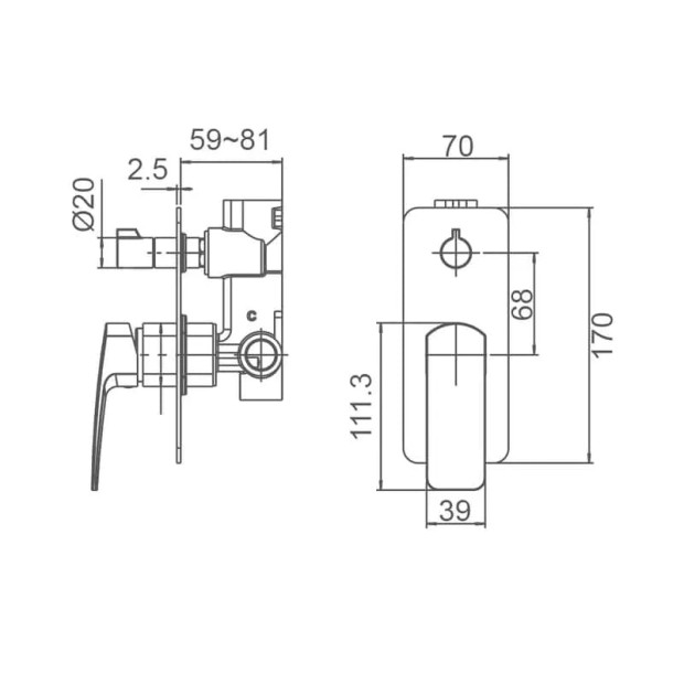 ECT - BRAVO II Shower Mixer with Diverter in Chrome
