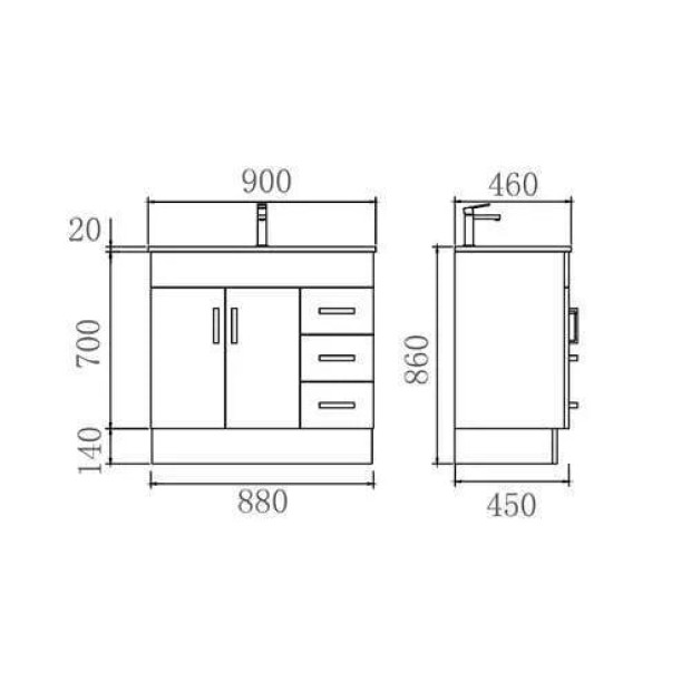 ECT - NOVO Vanity 900