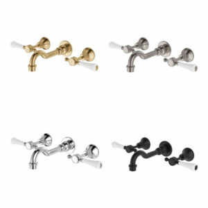 FIENZA - LILLIAN Lever Basin/Bath Wall Set with Ceramic White Handle