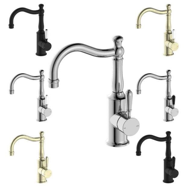 NERO - YORK Basin Mixer Hook Spout With Lever Options