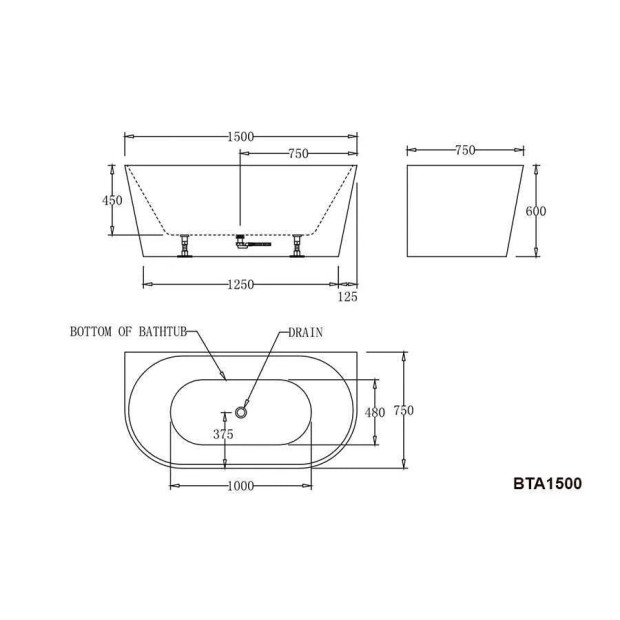 BEST BM - ATLANTA Back to Wall Bathtub