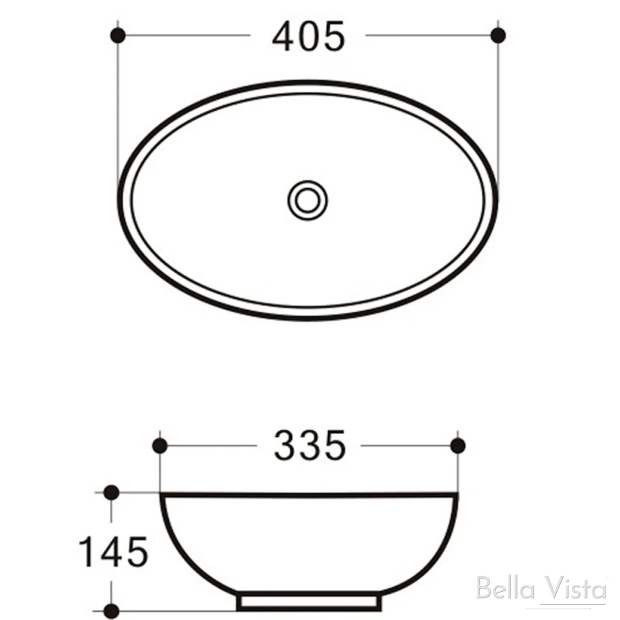 BELLA VISTA - Oval Ceramic Basin - 405x335x145