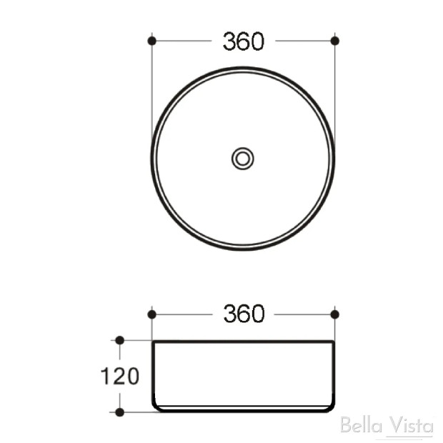 BELLA VISTA - Round Ceramic Basin - 360x120
