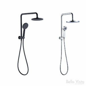 BELLA VISTA - Dual Shower Rail with Rain Fall Head - Short Round