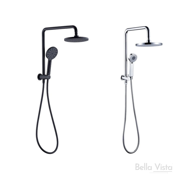 BELLA VISTA - Dual Shower Rail with Rain Fall Head - Short Round