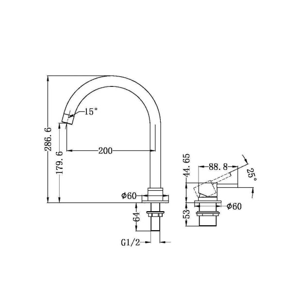 NERO - MECCA Hob Basin Mixer Round Spout