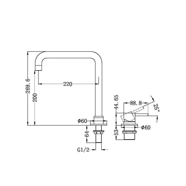 NERO - MECCA Hob Basin Mixer Square Spout