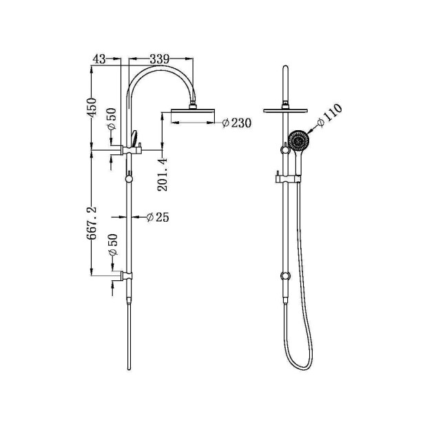 NERO - MECCA Twin Shower With Air or Opal Shower