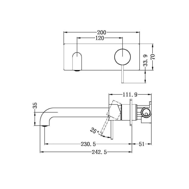 NERO - MECCA Wall Basin Mixer 120/160/185/230/260mm