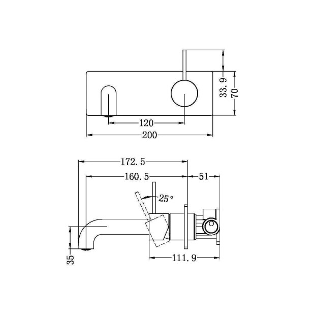 NERO - MECCA Wall Basin Mixer Handle Up