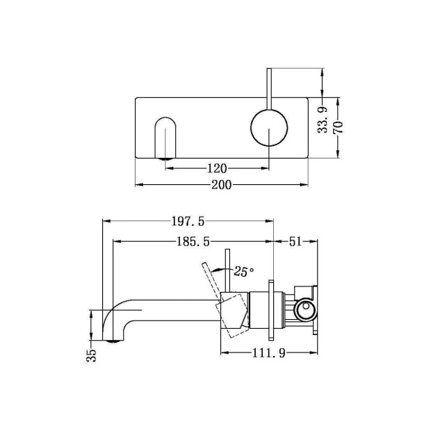 NERO - MECCA Wall Basin Mixer Handle Up
