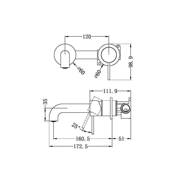 NERO - MECCA Wall Basin Mixer Separate Back Plate