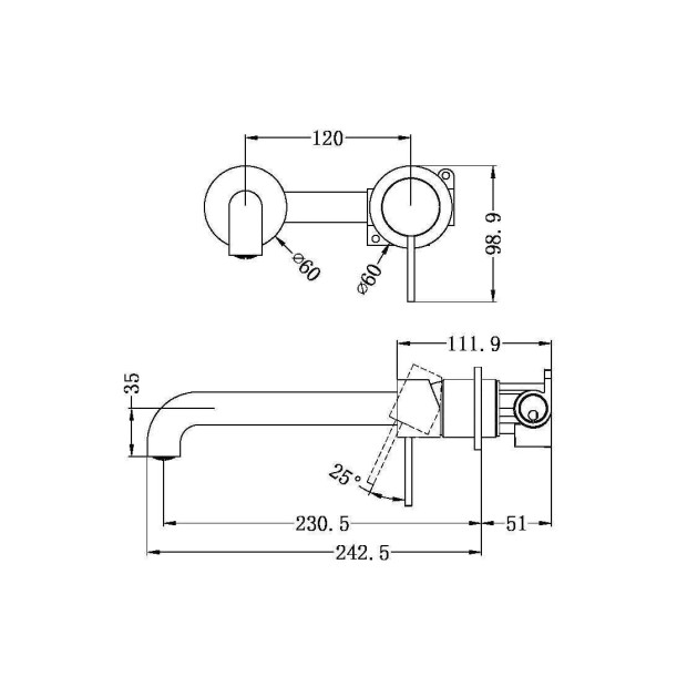 NERO - MECCA Wall Basin Mixer Separate Back Plate