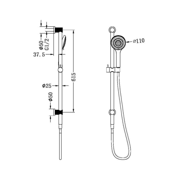 NERO - OPAL 3 Function Rail Shower With Air Shower