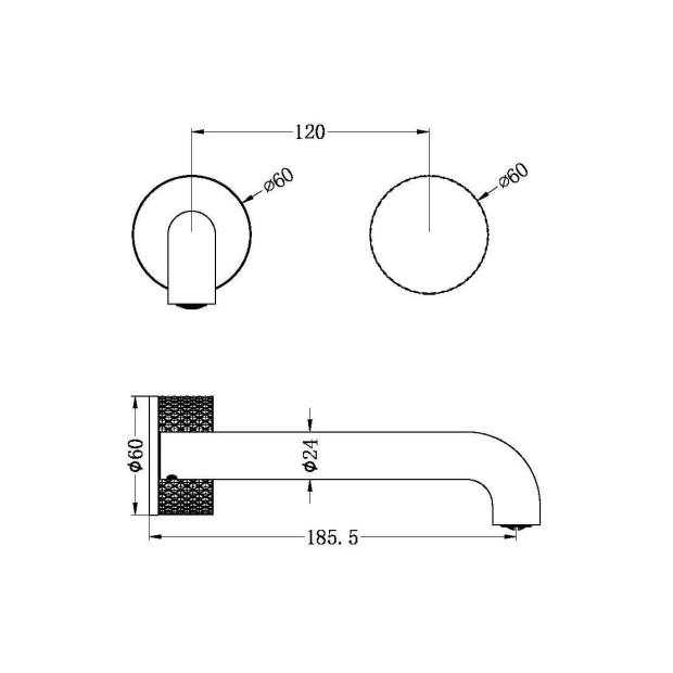 NERO - OPAL Progressive Wall Basin Set 160/185/230mm Spout