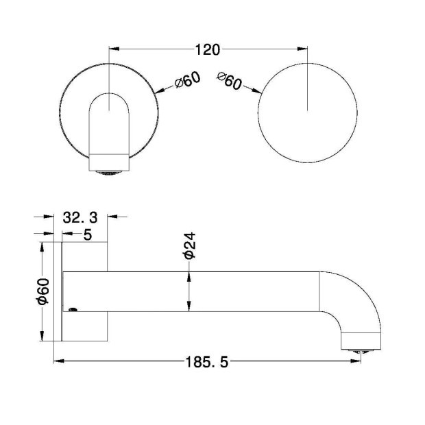 NERO - KARA Progressive Wall Basin/Bath Set 160/185/230mm Spout