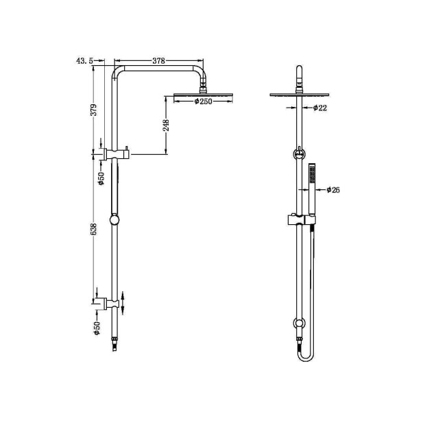 NERO - DOLCE Round Shower Set (Slim Hand Shower)