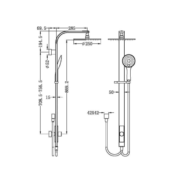 NERO - Rain Round Shower Set (Double Hose)
