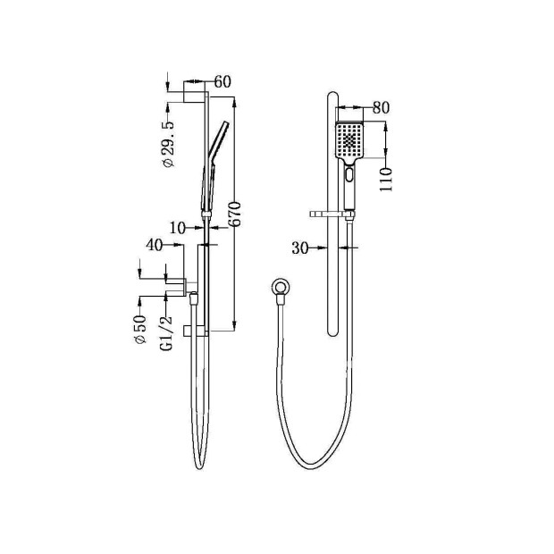 NERO - BIANCA/ECCO Rail Shower
