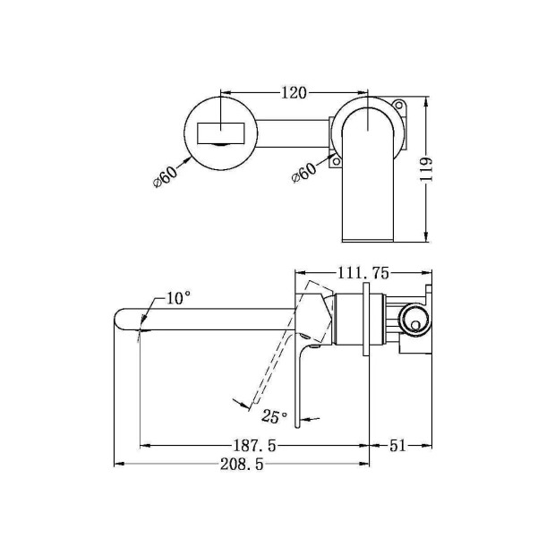 NERO - BIANCA Wall Basin Mixer With Separate Back Plate