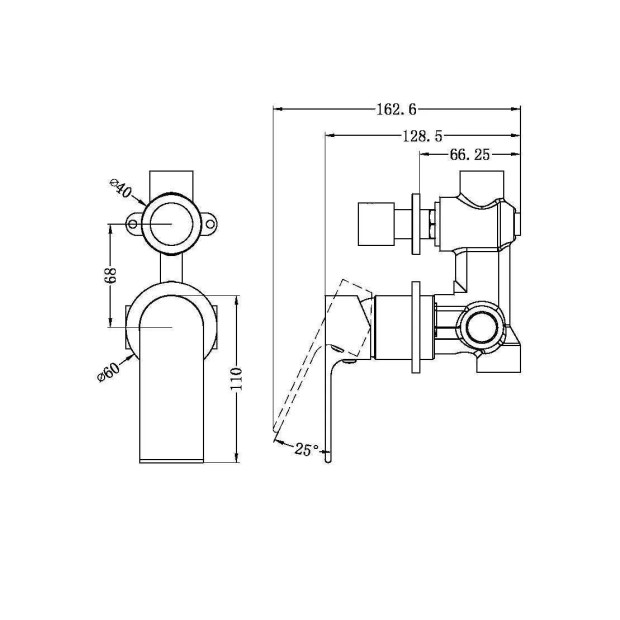 NERO - BIANCA Shower Mixer with Divertor Separate Plate