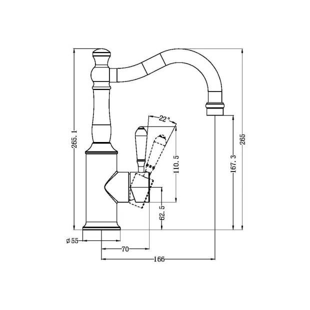 NERO - YORK Basin Mixer Hook Spout With Lever Options