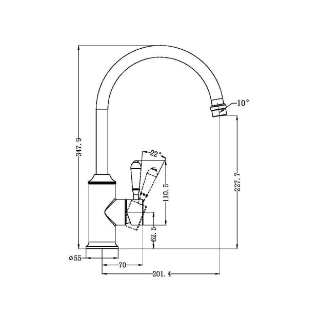 NERO - YORK Kitchen Mixer Gooseneck With Lever Options