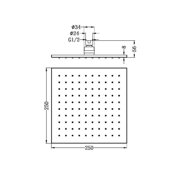NERO - Square Shower Head (250mm)