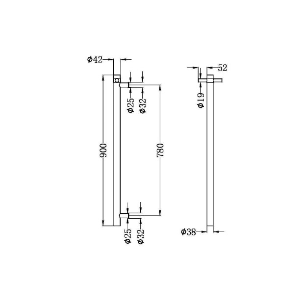 NERO - Heated Vertical Towel Rail