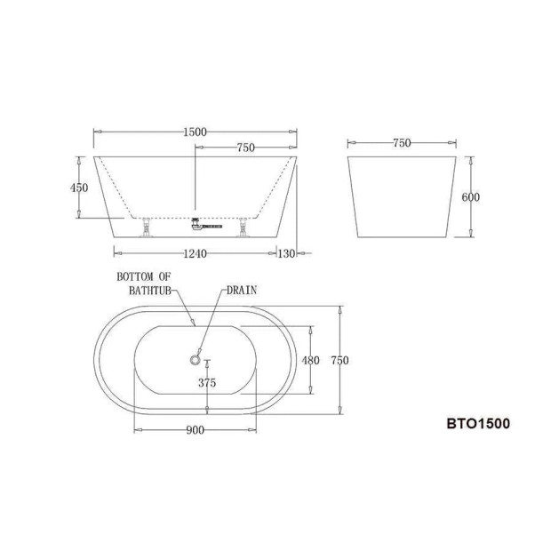 BEST BM - OSLO Freestanding Bathtub in Black